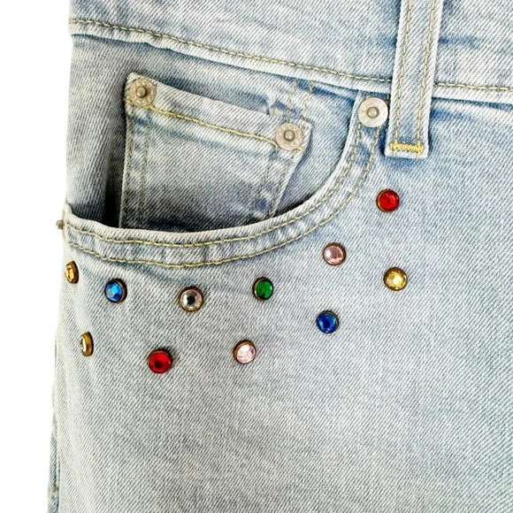 Levi’s Y2K Jewel Studded High Waisted Mom Jeans Light Wash Denim Size 24 - Picture 7 of 16